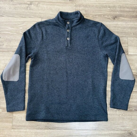 Merrell Fleece Sweater Mens Medium Gray Select Regulate Pullover Elbow Patches - Picture 1 of 14